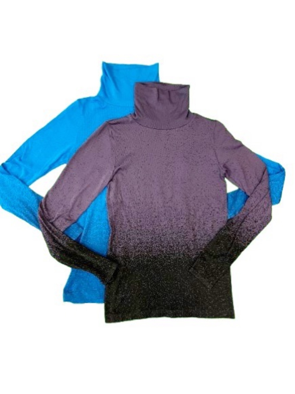 M Athleta (2) Lot Bundle Flurry Blizzard Ombre Gradient Turtlenecks Blue Purple